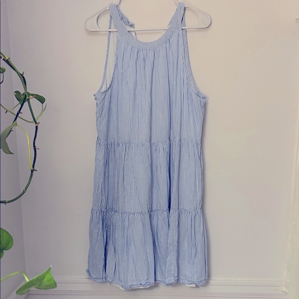 Blue Striped Sleeveless Dress